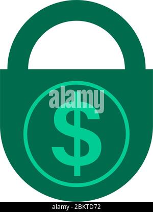 The finance deposit is kept under a padlock. Stock Vector