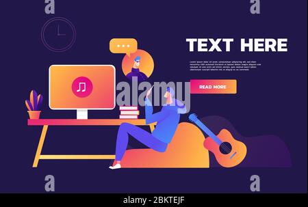 Always stay connected using video call on laptop - Love an Relationship Web Page Header Template Illustration using for landing page. Stock Vector