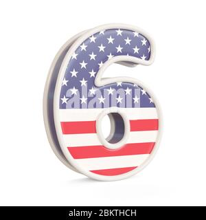 American flag numbers isolated on a white background. 3d image Stock Photo