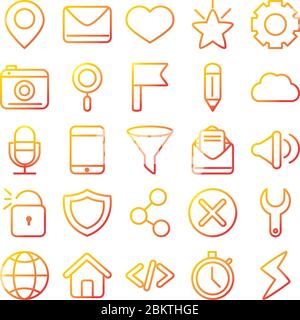 interface internet web technology digital icons set vector illustration Stock Vector