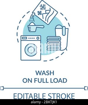 Wash laundry on full load turquoise concept icon Stock Vector