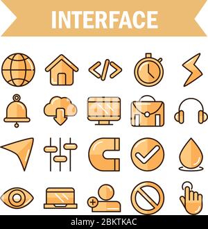 interface internet web technology digital icons set vector illustration Stock Vector