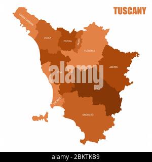 Tuscany regions map Stock Vector