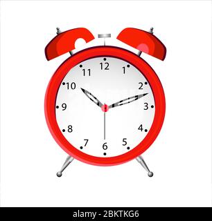 Table clock. Alarm clock isolated. Vector illustration on a white background Stock Vector