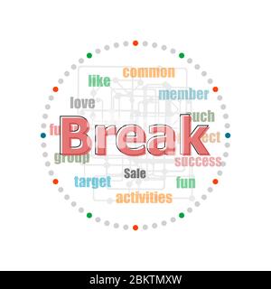 word break on digital screen, business concept . Word collage with different association terms Stock Photo