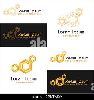 Yellow hexagons logo templates Stock Vector