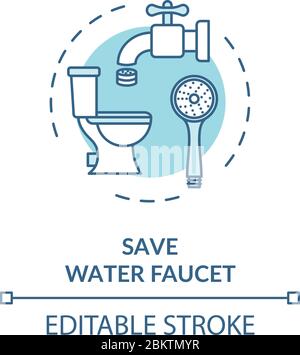 Save water faucet turquoise concept icon Stock Vector