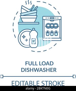 Full load dishwasher turquoise concept icon Stock Vector