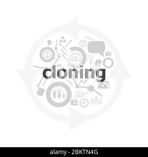 Text Cloning on digital background. Information concept . Icon and button set Stock Photo