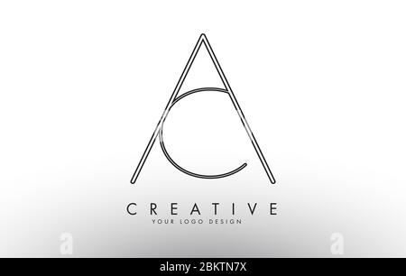 Letters AC A C Logo with a minimalist design and pink Circle and black ...