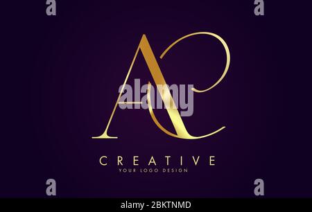 Golden Luxury AC A C Letters Logo Design Vector Illustration Stock ...