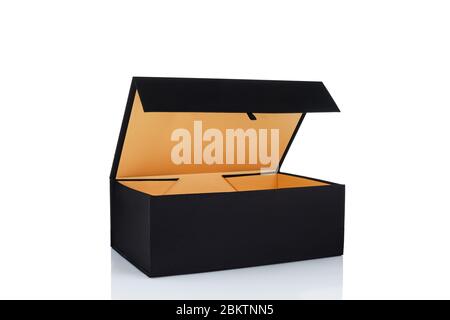 open black blank mock-up box isolated on white background Stock Photo