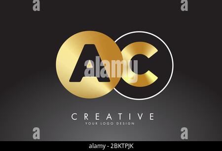Golden Letters AC A C Logo with a minimalist design. Simple AC Icon ...