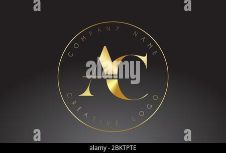 Golden Letters AC A C Logo with a minimalist design. Simple AC Icon ...