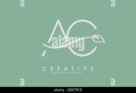 AC Green Leaf Letter Design Logo. Eco Bio Leaf Letters Icon ...