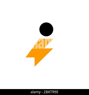 Flash thunderbolt electricity logo template, initial letter I design concept, isolated on white background. Stock Vector