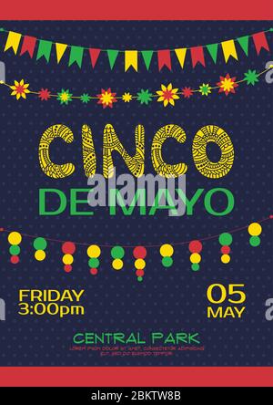 Cinco de mayo invitation poster. Mexican party Stock Vector