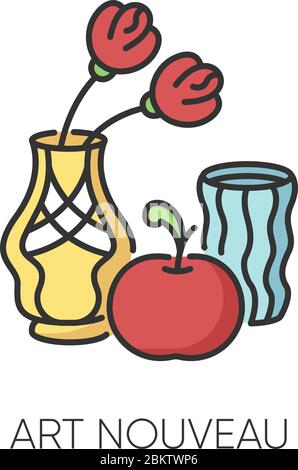 Art nouveau RGB color icon Stock Vector