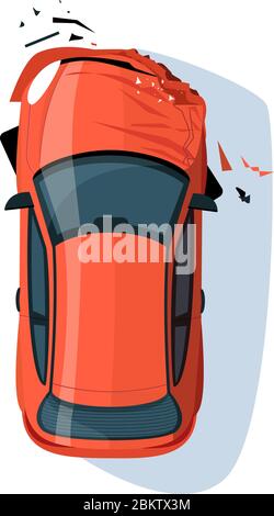Crashed auto bumper semi flat RGB color vector illustration Stock Vector