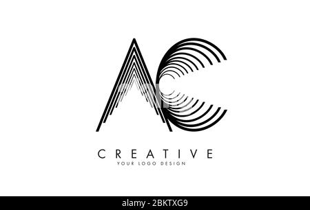 Infinity Motion Solution AC A C Letters Logo Design. Simple AC Icon with made of lines. Creative Stamp Vector Illustration with letters A and C. Stock Vector