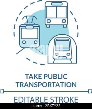 Take public transportation turquoise concept icon Stock Vector