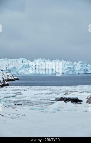 View of massive Icebergs in ilulissat Greenland Stock Photo