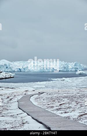 View of massive Icebergs in ilulissat Greenland Stock Photo