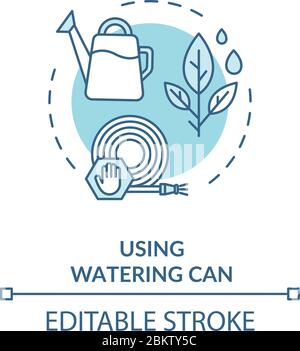 Using watering can turquoise concept icon Stock Vector