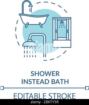 Shower instead bath turquoise concept icon Stock Vector