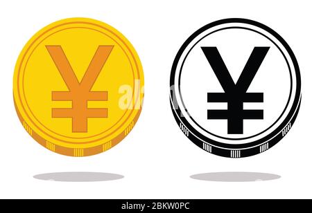 Image of coin with yuan currency symbol. Vector illustration Stock Vector