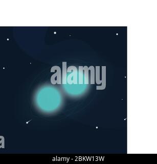 A double star revolving around itself. Stock Vector