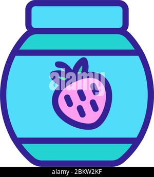 jar of strawberries icon vector outline illustration Stock Vector