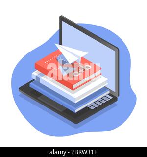 Distance education isometric illustration. Stock Vector