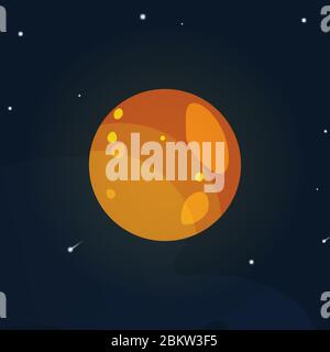 The planet flying in outer space among stars. Stock Vector