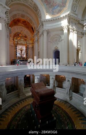 Napoleon's tomb inside of Dome des Invalides church in Hotel National des Invalides.Paris.France Stock Photo