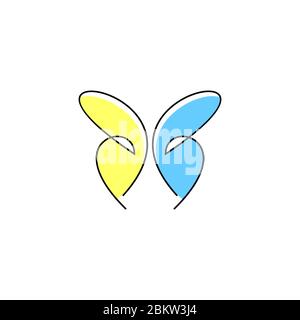 Butterfly linear style, with initial letter B design concept, isolated on white background. Stock Vector