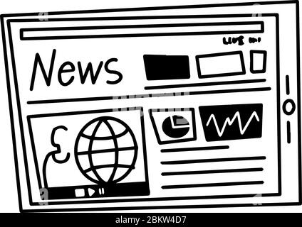 the news sketch vector seamless doodle pattern gray icons on a white background Stock Vector