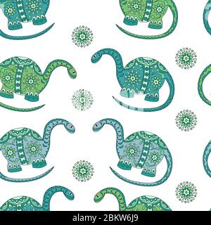 Vector drawing of dinosaurs on a white background for your creativity. Stock Vector