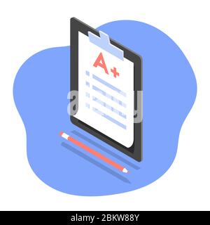 Exam and tests isometric illustration Stock Vector