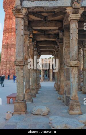 Quwwat ul-Islam Mosque, 1190s, Qutb Minar complex, Delhi, India Stock Photo