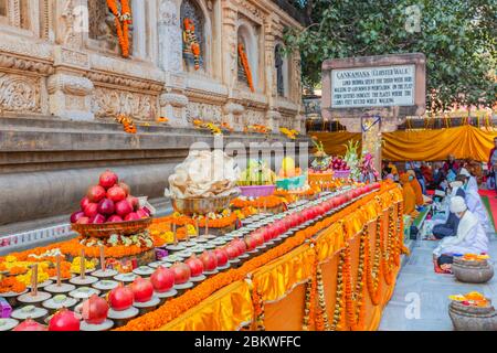 Mahabodhi Temple, Bodh Gaya, Bihar, India Stock Photo