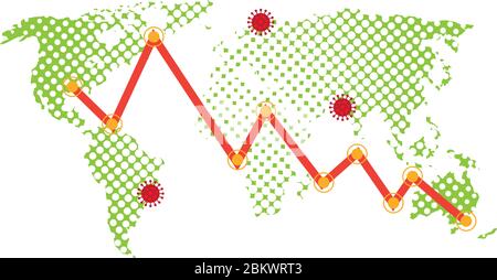 earth map with covid19 particles and statistics arrow Stock Vector ...
