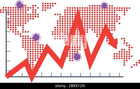 earth map of covid19 with statistics arrow and money Stock Vector Image ...