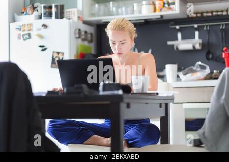 Female freelancer working from home. Stock Photo