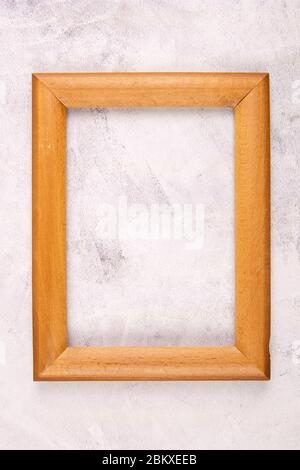 Elegance wooden blank photo frame on marble shelf. Top views with clear space Stock Photo