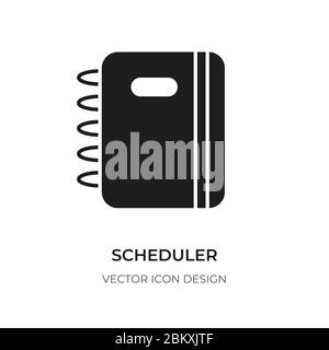 Glyph scheduler icon. Closeup organizer, calendar. Pictogram silhouette business planner important date, month plan. Logo for design app reminder meeting, office task. Isolated vector illustration Stock Vector