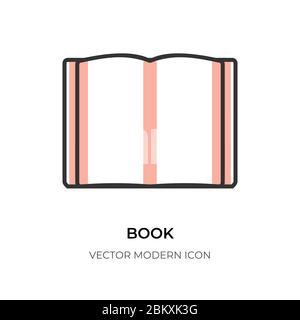 Flat line open book icon. Template sign logo for encyclopedia, library, learning, e-reader, audiobook. Graphic pictogram digital outline symbol of web, app ui. Isolated on white vector illustration Stock Vector