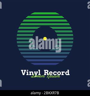 vinyl record music line gradient design vector illustration with blue background graphic for logo,icon,etc. Stock Vector