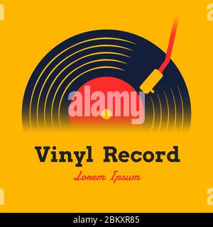 vinyl record music design vector illustration with yellow background graphic for logo,icon,etc. Stock Vector