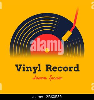 vinyl record music design vector illustration with yellow background graphic for logo,icon,etc. Stock Vector